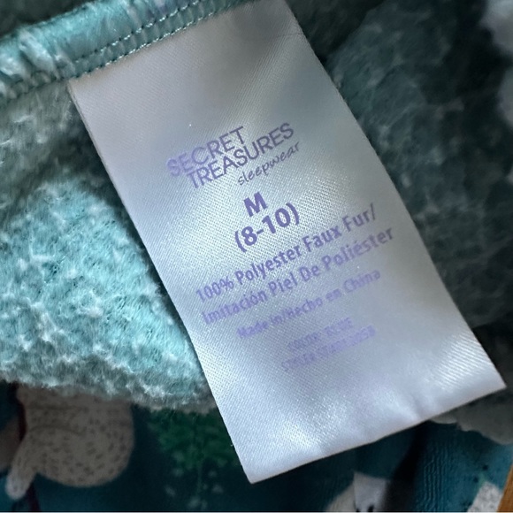 Secret Treasures Teal Blue Fleece Sloth Nap Time Pajama Set Size Medium 8/10 - Picture 6 of 6